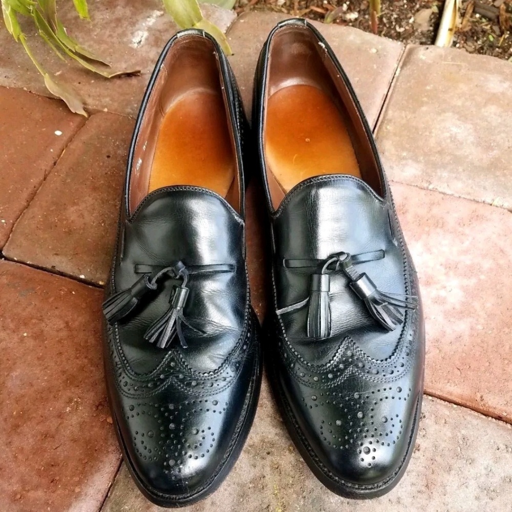 Allen Edmonds Black Wingtip Tassel Loafers